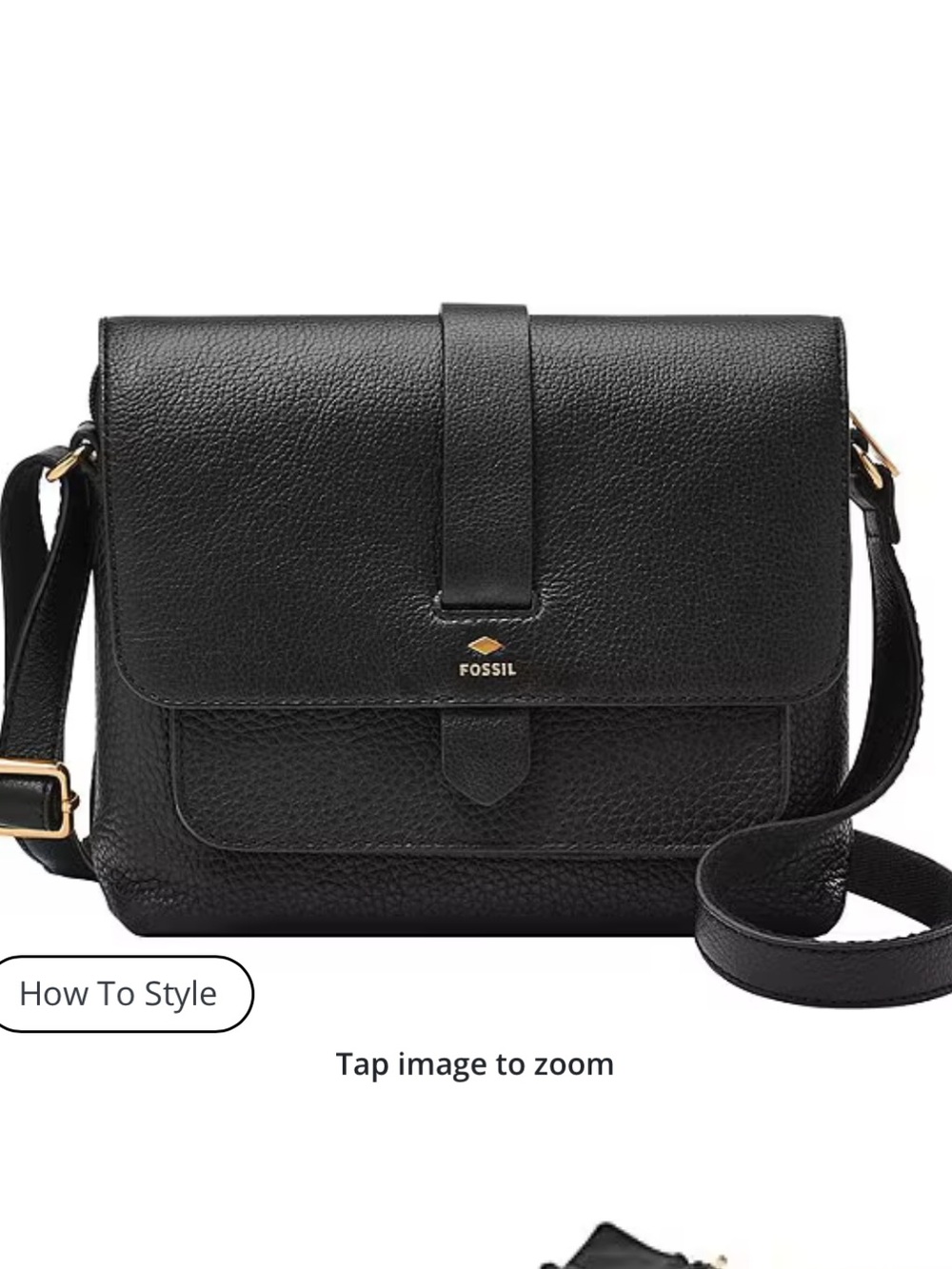 Fossil kinley small fold over cross body black leather purse - Picture 1 of 8